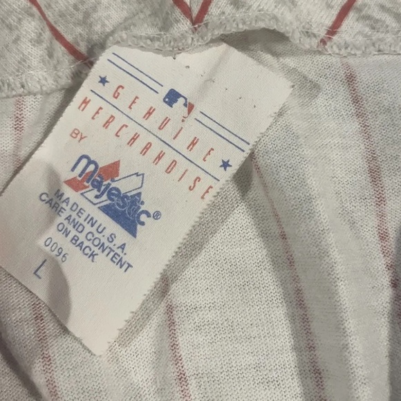 Vintage Majestic Cinninnati Reds MLBPinstripe Tshirt Jersey Size Large - Picture 7 of 8